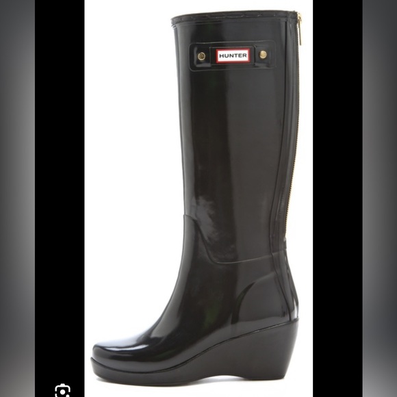 Hunter moss wedge heeled boots - Picture 2 of 11